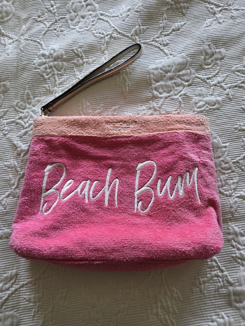 Victoria's Secret | Pink & Peach 'Beach Bum' Wristlet Cosmetic Pouch